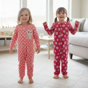 Long‑Sleeve, Full‑Length Romper Pajama- Print Toddler 2 Pieces 5 year old girl